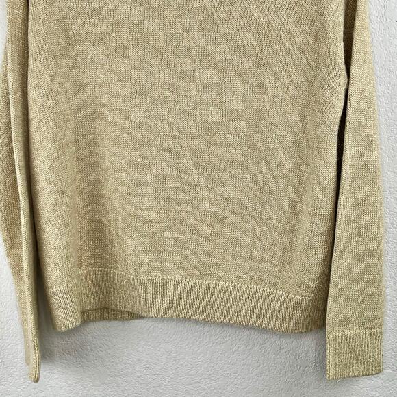Tommy Hilfiger Tan Gold Metallic Knitted Open Stitch Argyle Sweater Small NWT - Picture 9 of 12